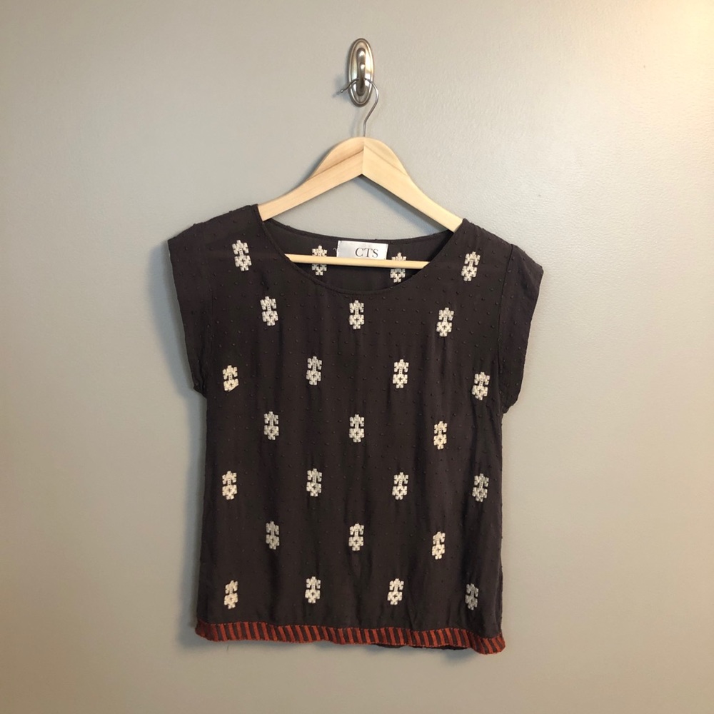 Cute Top with Embroidered Texture